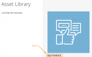 An example of where the name parameter from the manifest.json is displayed in the Asset Library