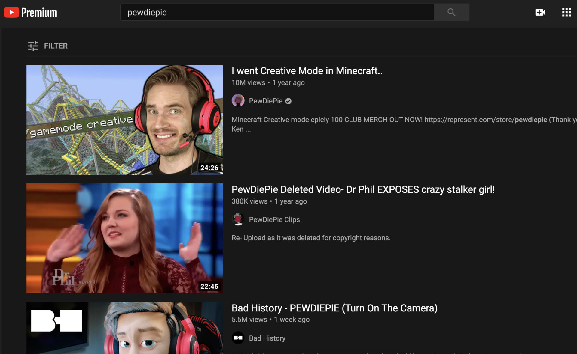 pewdiepie shadowbanned