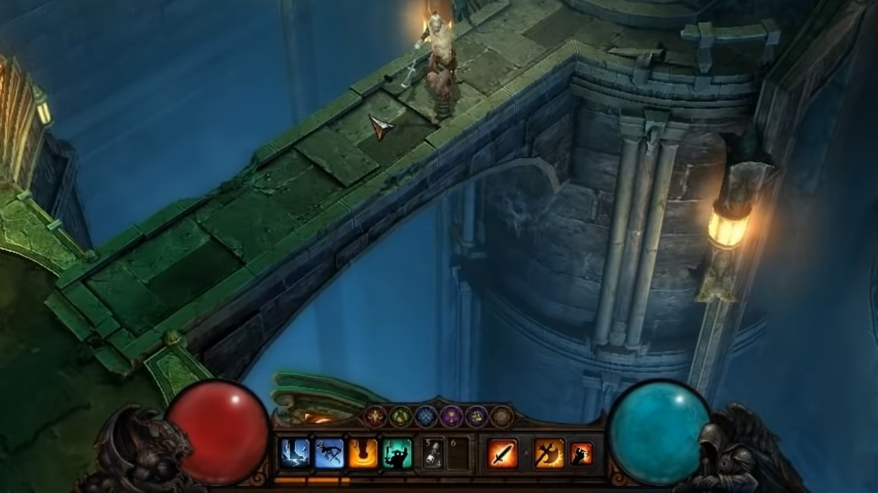 a character walking on a bridge in diablo III