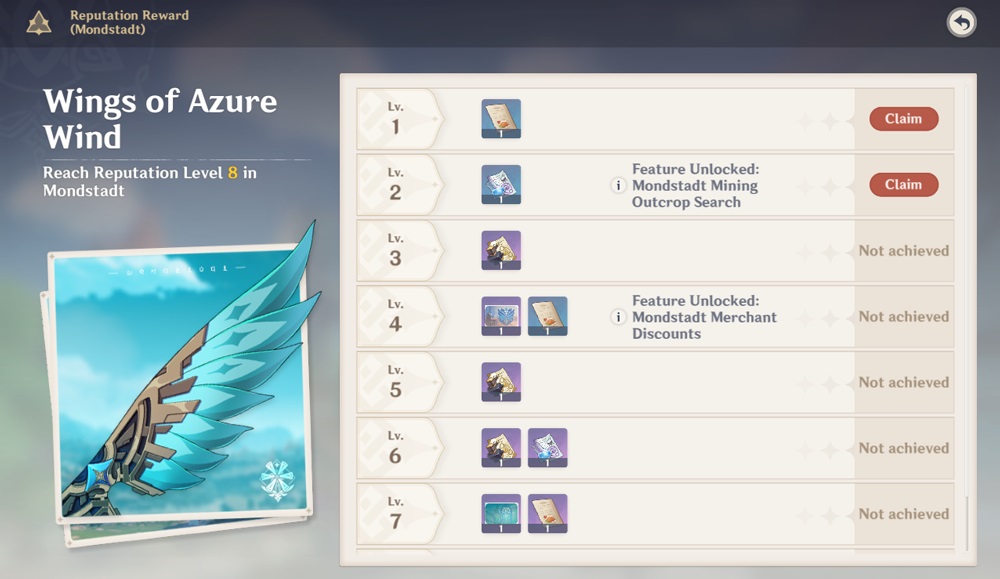 Genshin Impact Reputation rewards