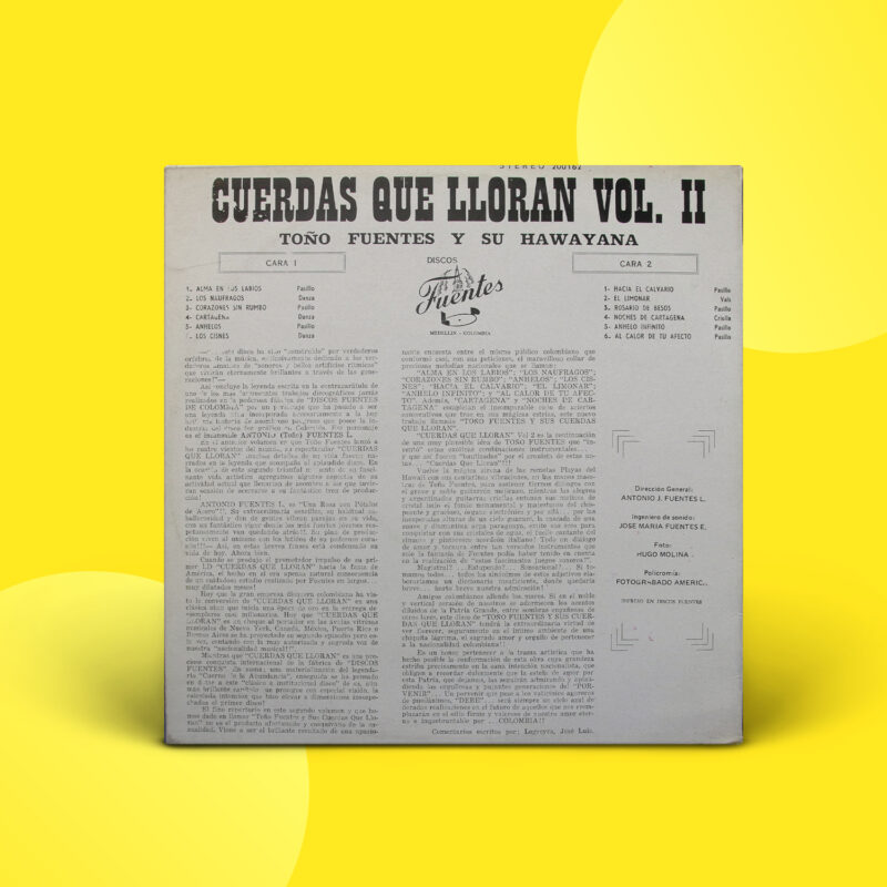 LP Cuerdas Que Lloran Vol 2 Toño Fuentes Discos Fuentes Store