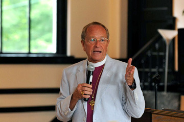 Bishop Gene Robinson speaks at the adult forum at Advent Church