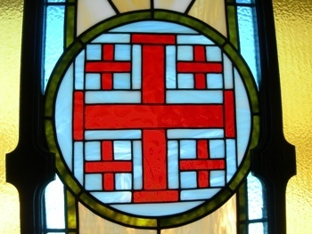 Jerusalum Cross also known as the Crusader's Cross. This cross was the symbol of the Crusader Kingdom of Jerusalem, which existed for almost two hundred years after the First Crusade. The four smaller crosses are said to symbolize either the four books of the Gospel or the four directions in which the Word of Christ spread from Jerusalem.