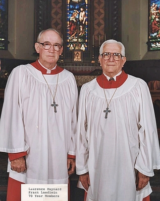 75 years in choir - Laurie Maynard & Frank Laedlein