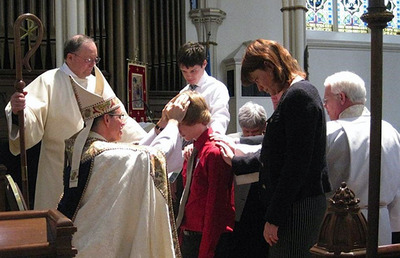 Bishop J. Scott Barker presides at a confirmation  at Trinity Cathedral