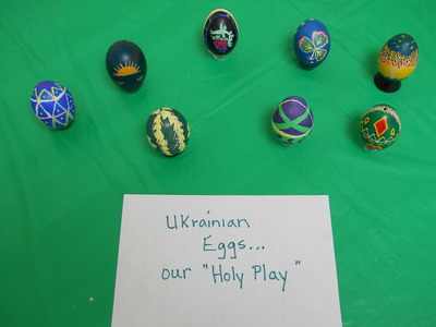 Eggs painted at Holy Play Time.