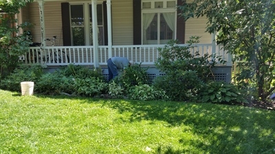 Cleaning up the front of the Parish House!