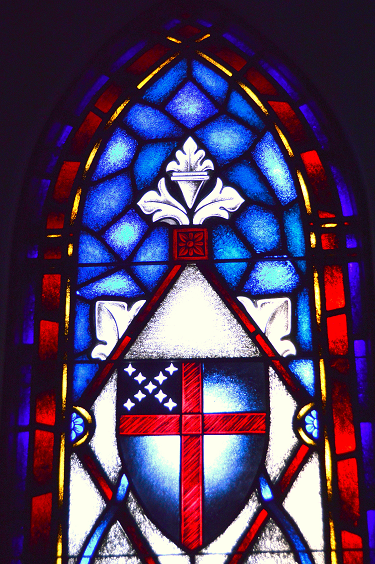 shield in chapel window