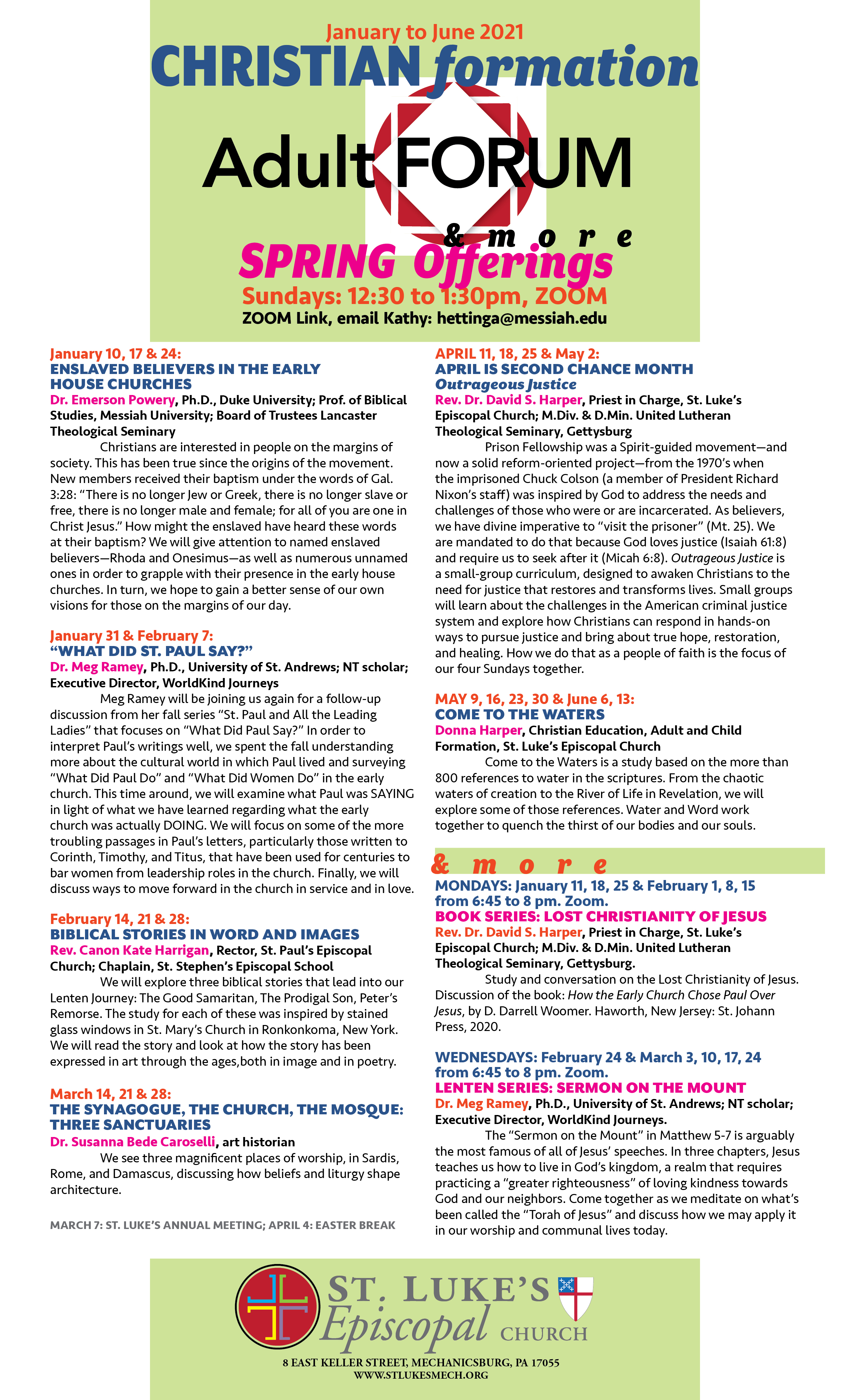 Adult Forum and Book Study Groups 2021