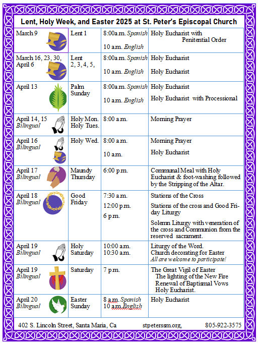 Lent, Holy Week, and Easter Services at St. Peter's