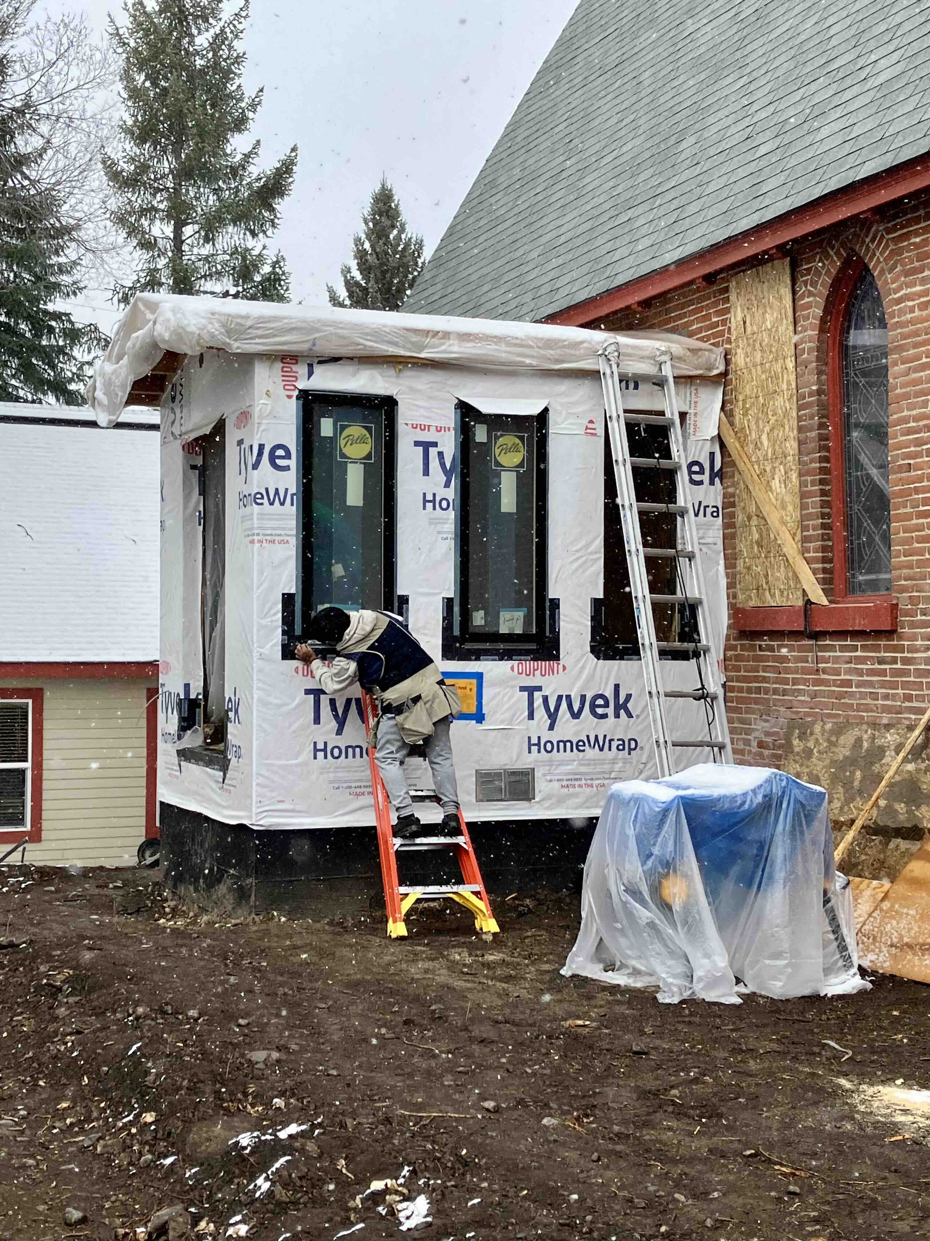 Installing windows at Emmanuel