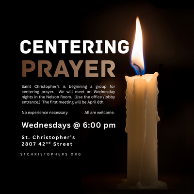 Centering Prayer group information with a photo of a candle