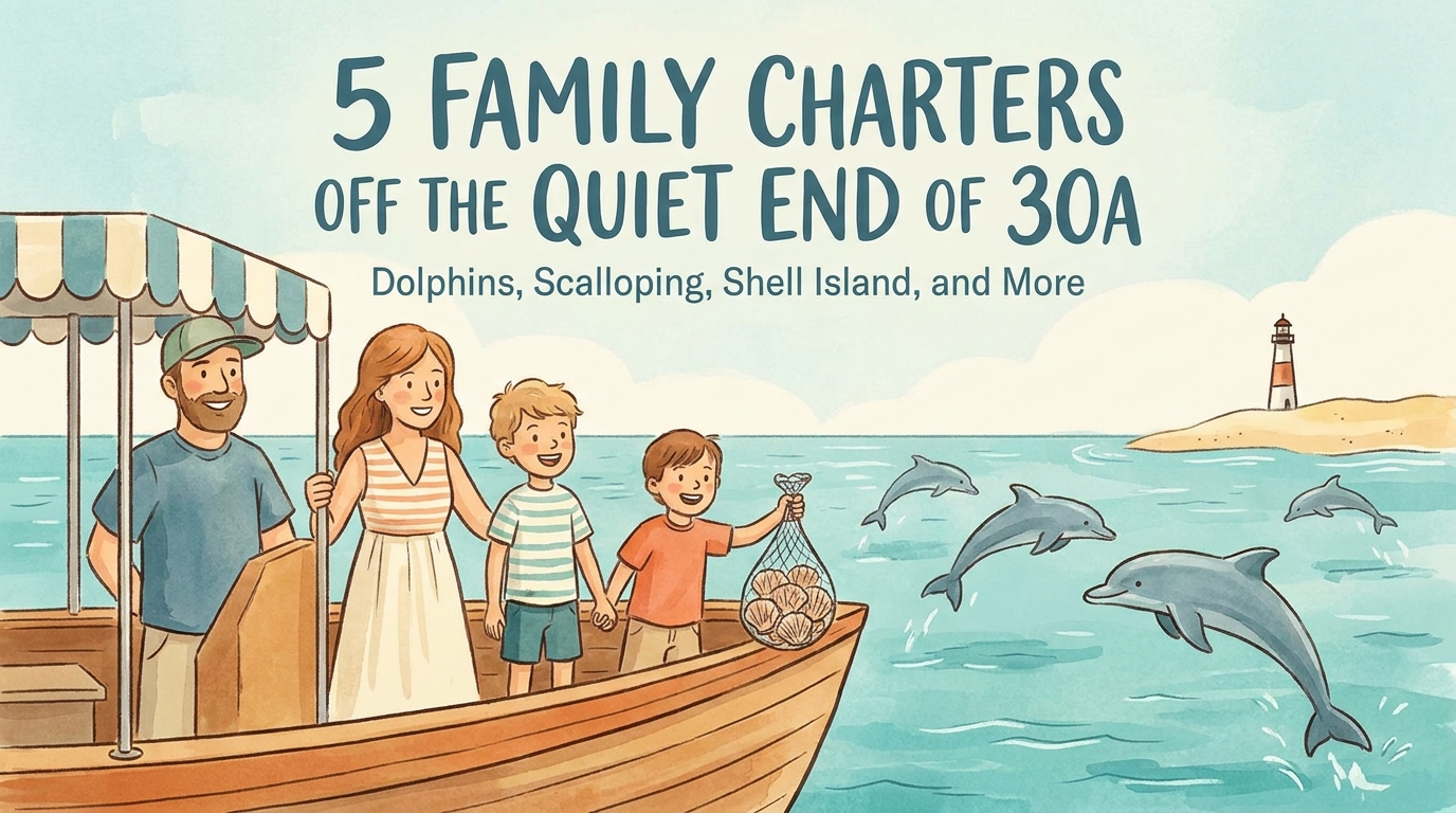 5 Family Charters Off the Quiet End of 30A: Dolphins, Scalloping, Shell Island, and More
