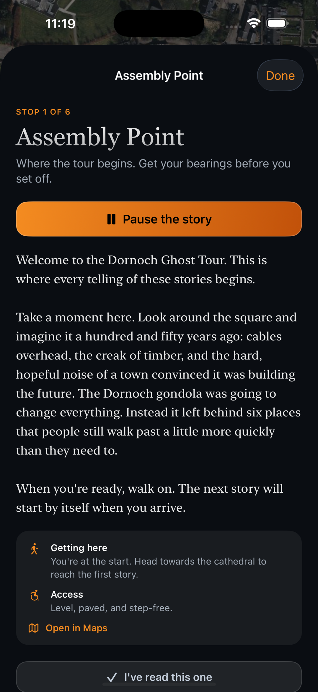 Dornoch Tours app story screen