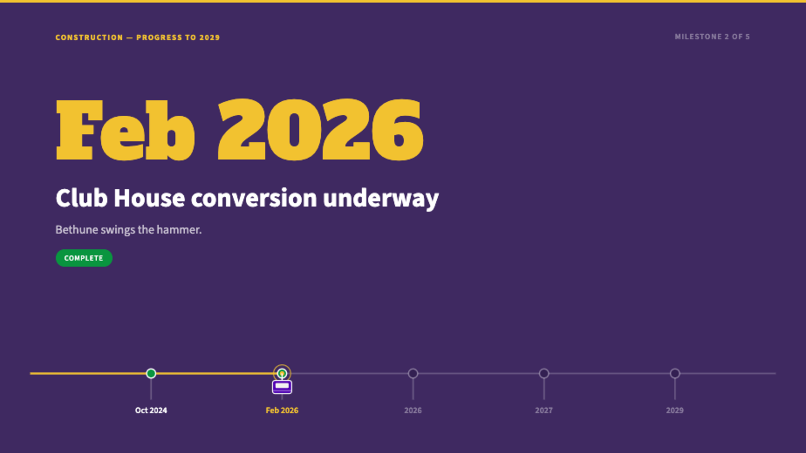 Feb 2026 &mdash; Club House conversion underway
