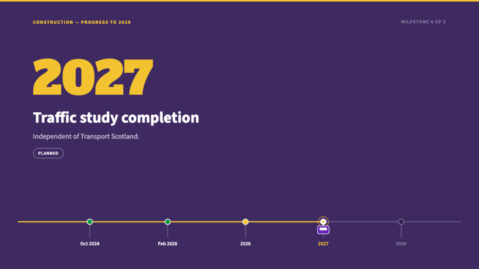 2027 &mdash; Traffic study completion