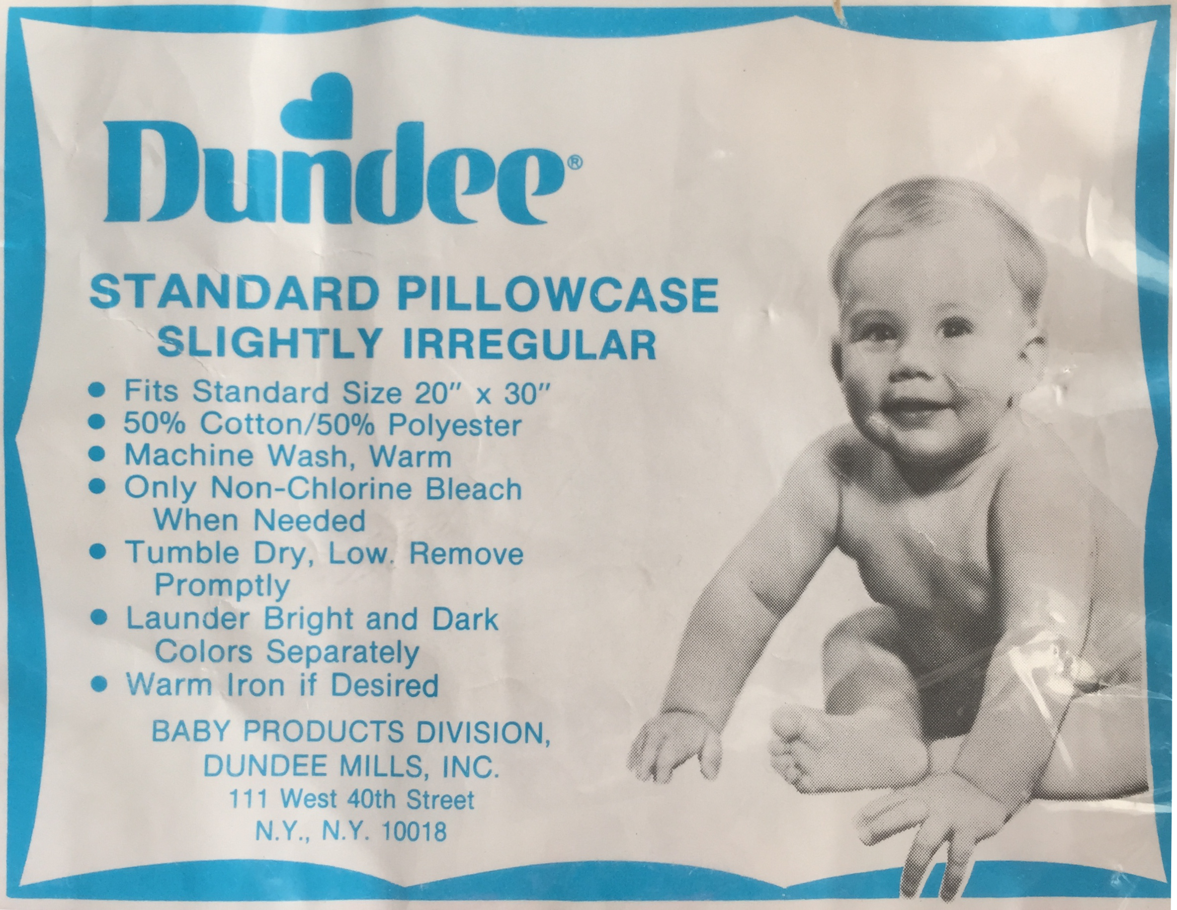 Dundee Standard Pillowcase package &mdash; Baby Products Division, Dundee Mills, Inc.
