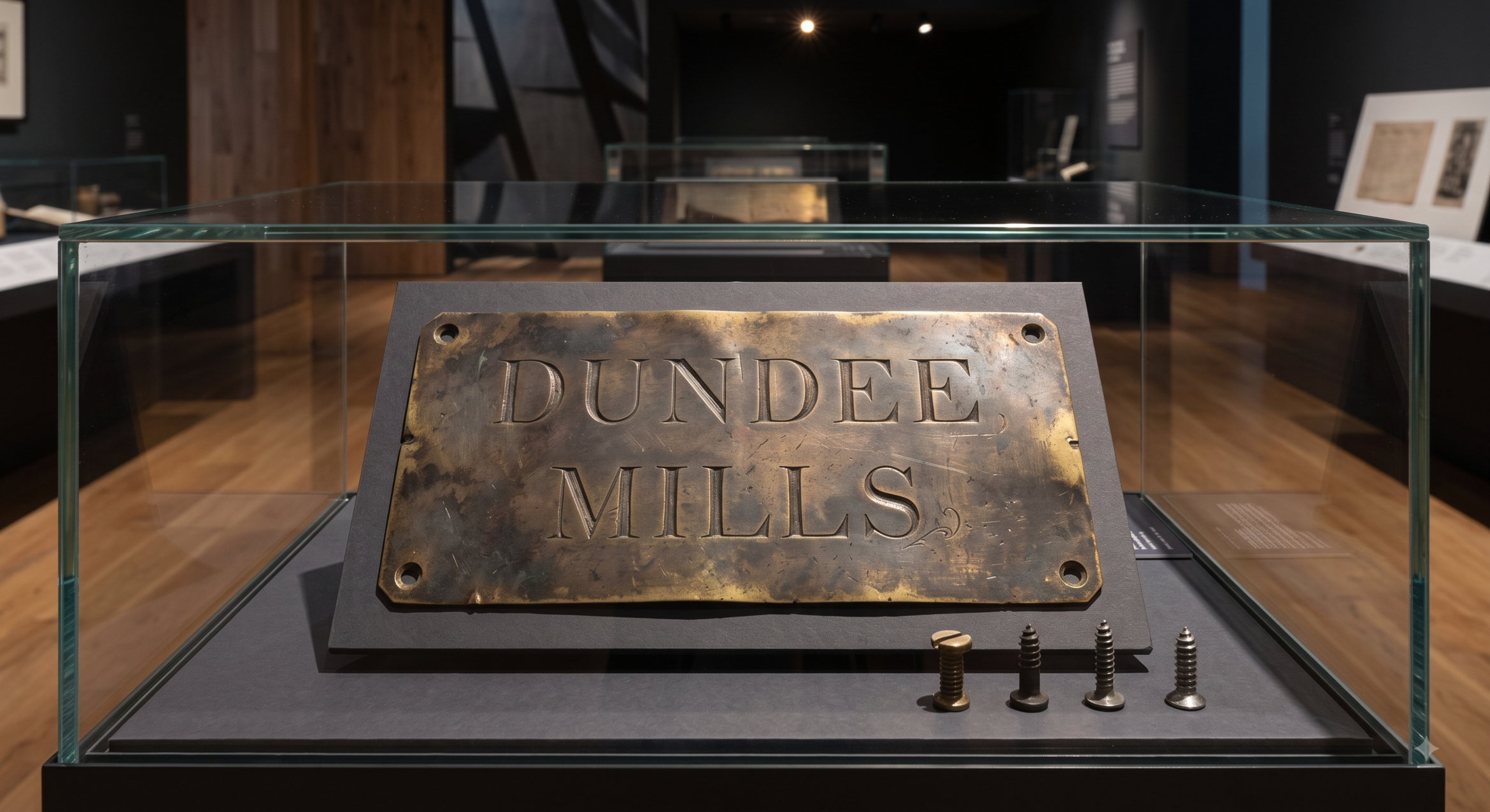 Brass manufacturer&rsquo;s plate engraved Dundee Mills