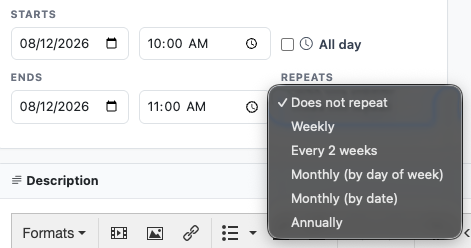 Digital Faith recurring events and church calendar tools