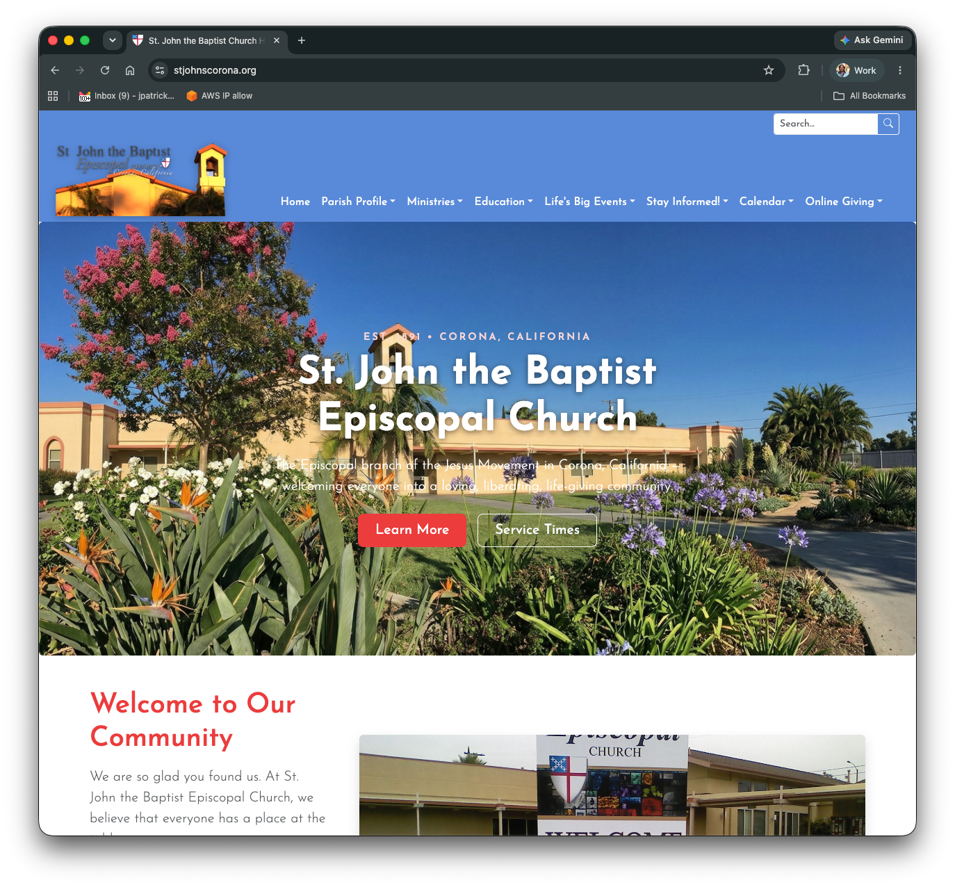 St. John’s church website sample