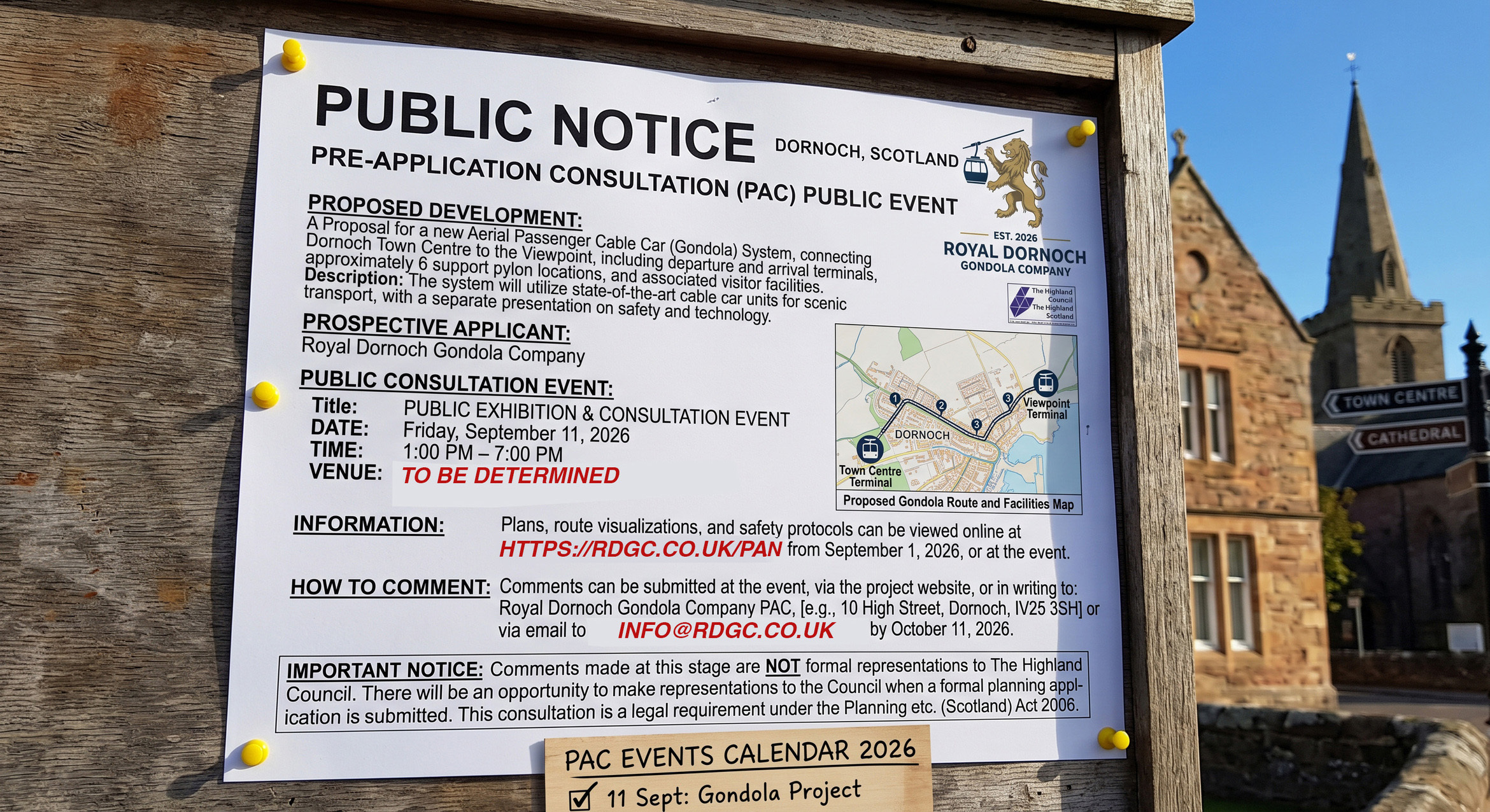 Royal Dornoch Gondola Company Announces Statutory Pre-Application Consultation; Public Invited to View Plans