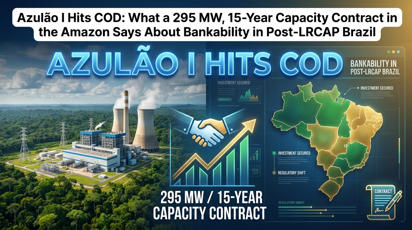 Azulão I Hits COD: What a 295 MW, 15-Year Capacity Contract in the Amazon Says About Bankability in Post-LRCAP Brazil