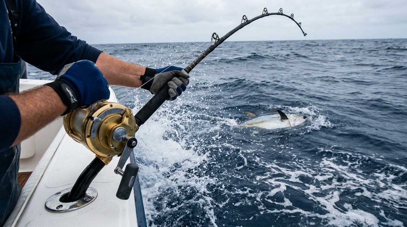 Deep sea fishing close up
