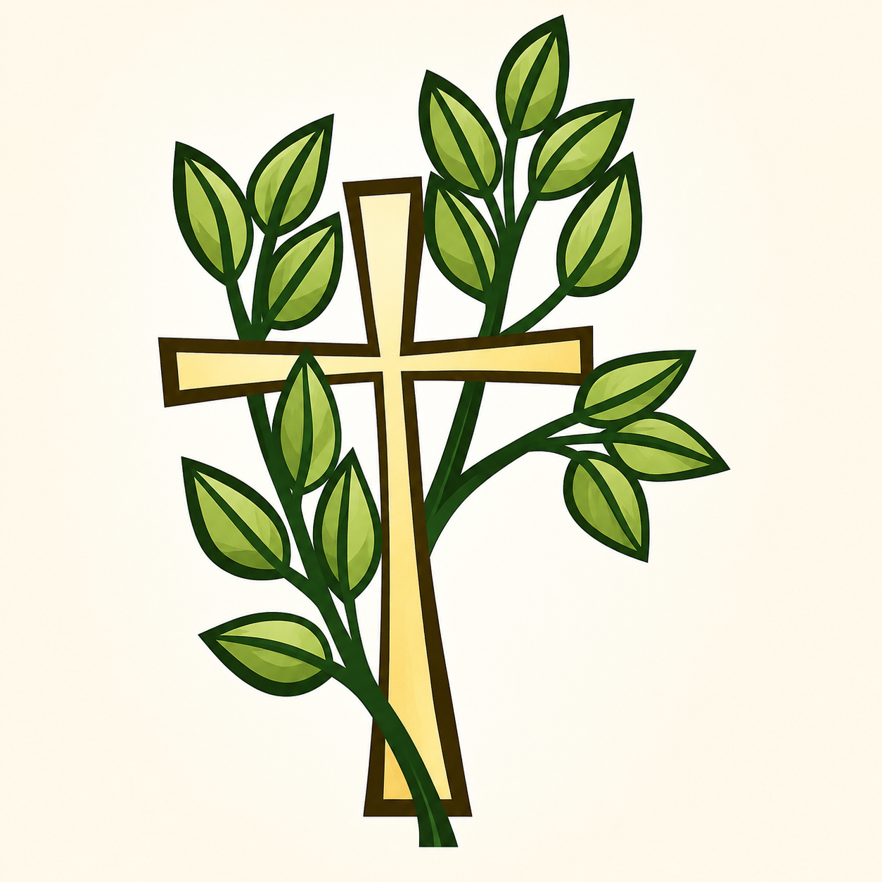 Golden Cross With Green Vines