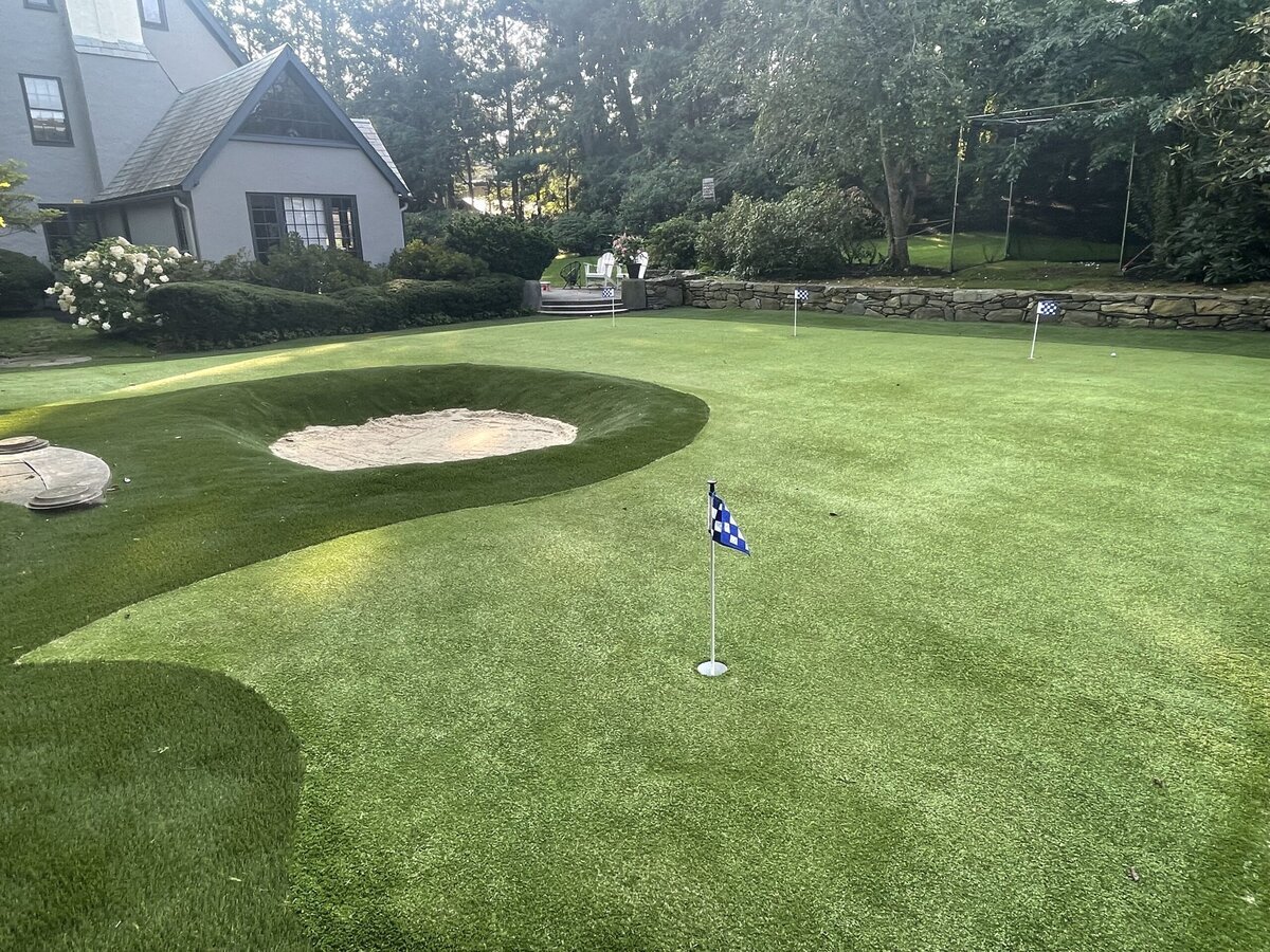 Backyard putting green sand trap bunker Boston
