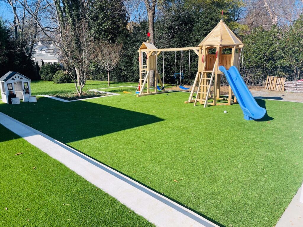 Artificial turf backyard playground