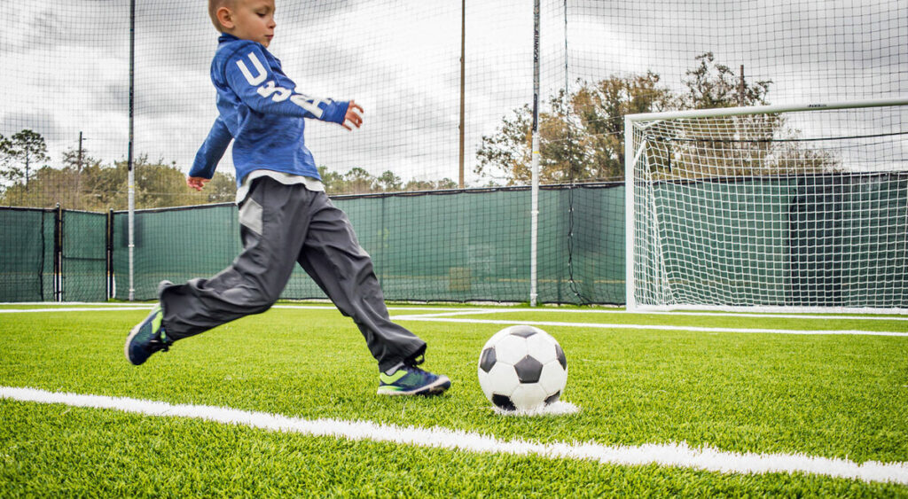 Artificial turf commercial soccer goal