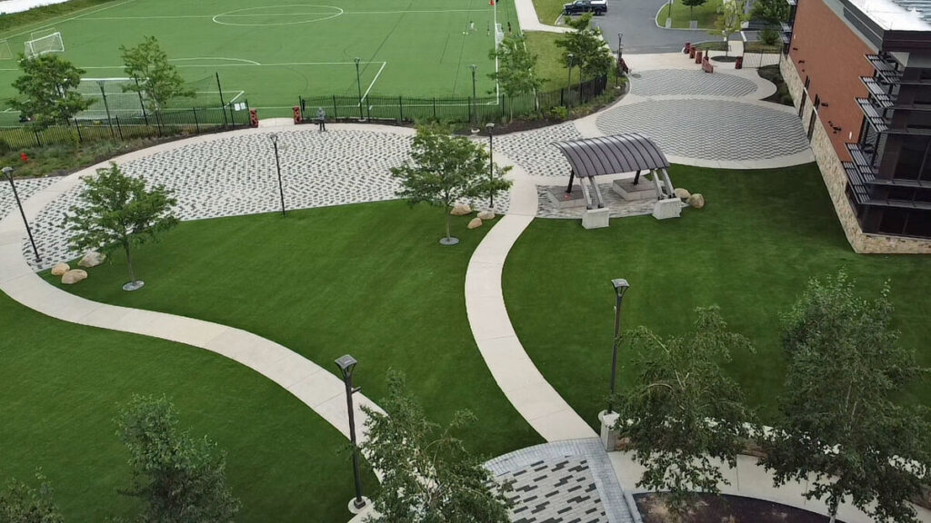 Artificial turf school soccer field