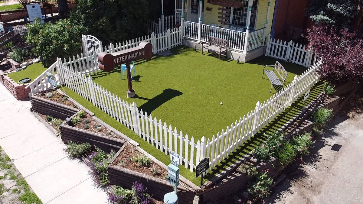 Artificial turf vet pet area