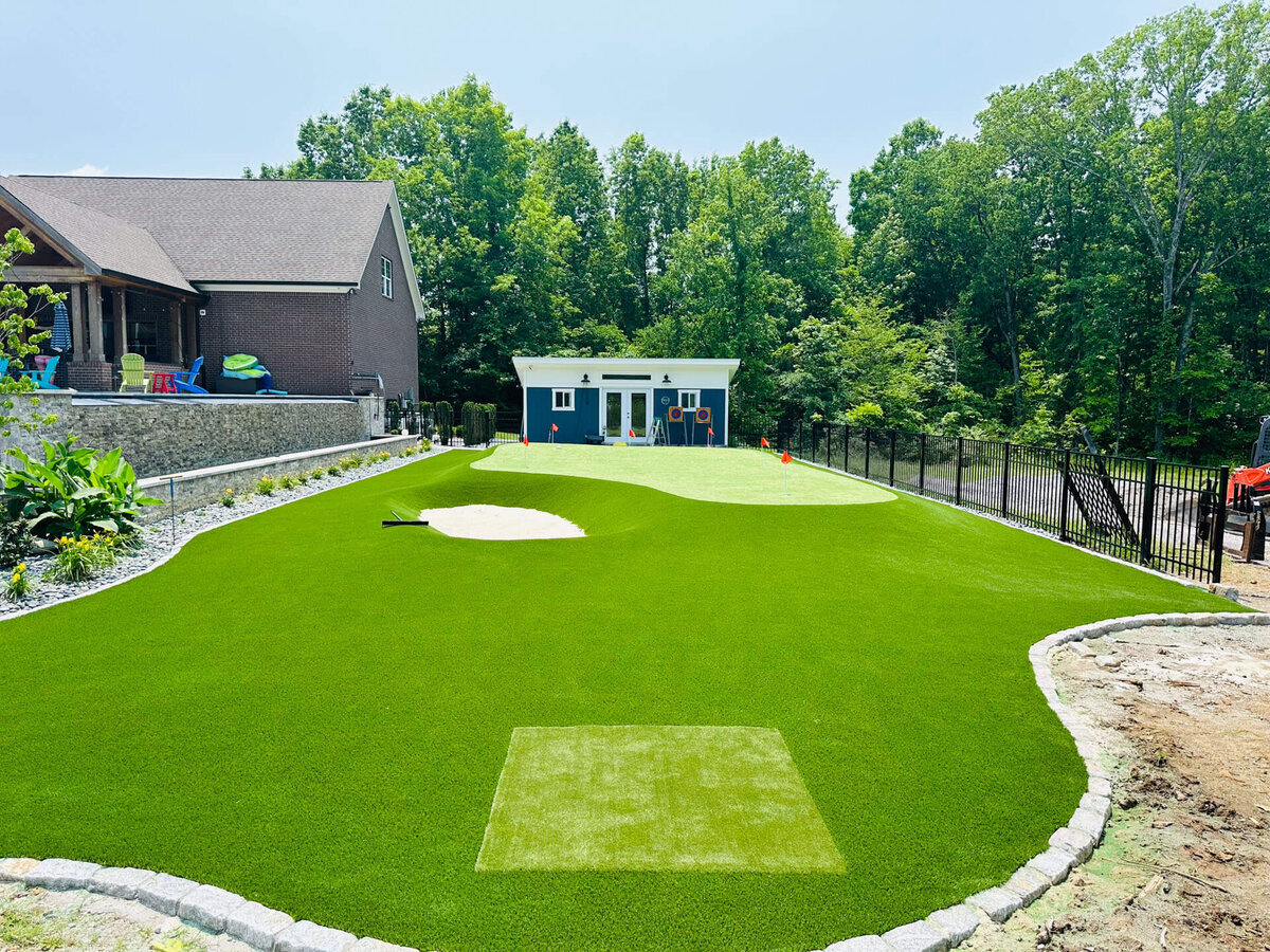 Backyard Putting Green with Sand Trap Nashville