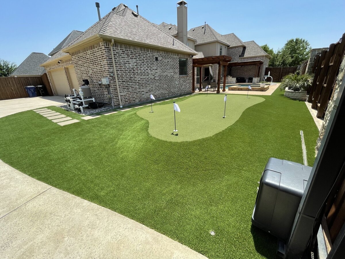 Backyard Putting Green Dallas Around Pool