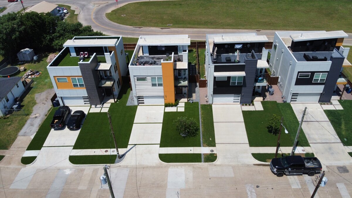 Drone Front Yards Townhouses Dallas