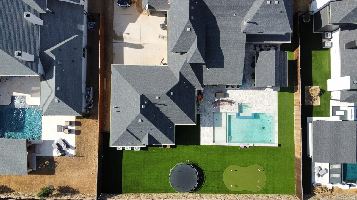 Artificial Turf Drone Image Backyard Dallas