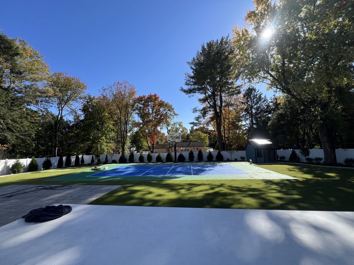 Artificial Grass Around Court Tile Basketball Court
