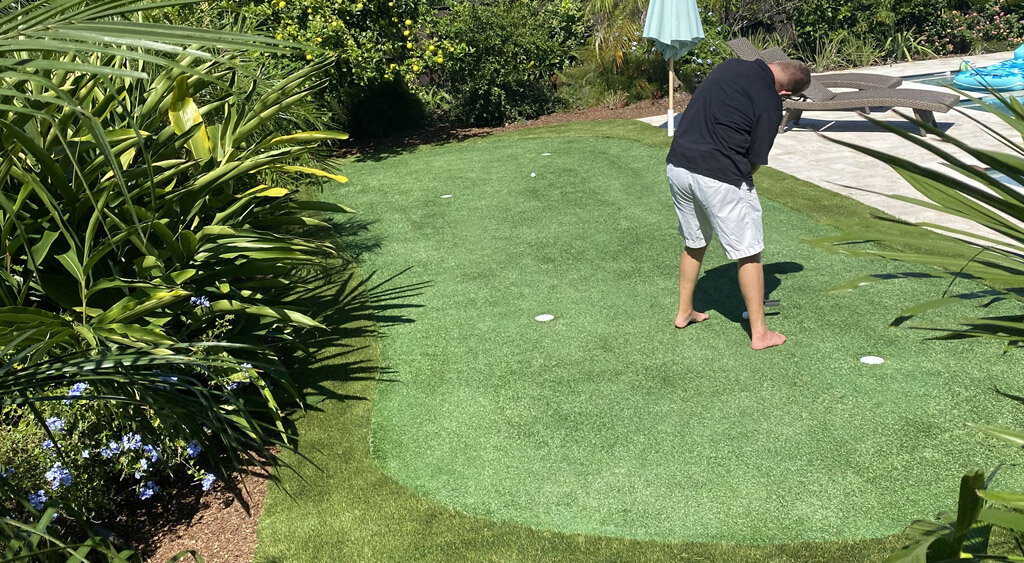 Backyard putting green pool