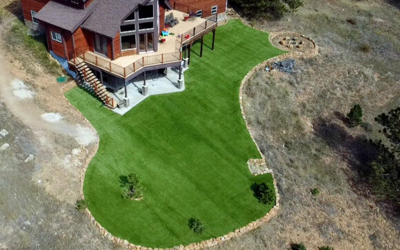 Denver Backyard Artificial Turf Drone Off Deck