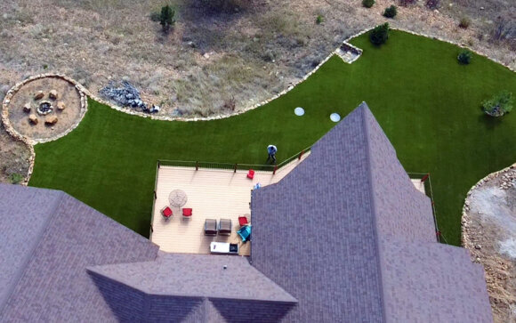 Drone Backyard Artificial Grass Denver
