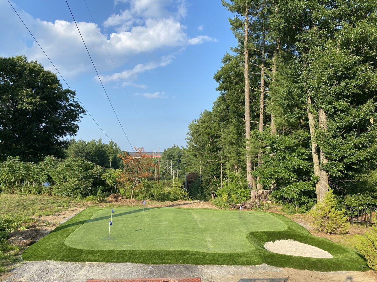 Putting green with bunker