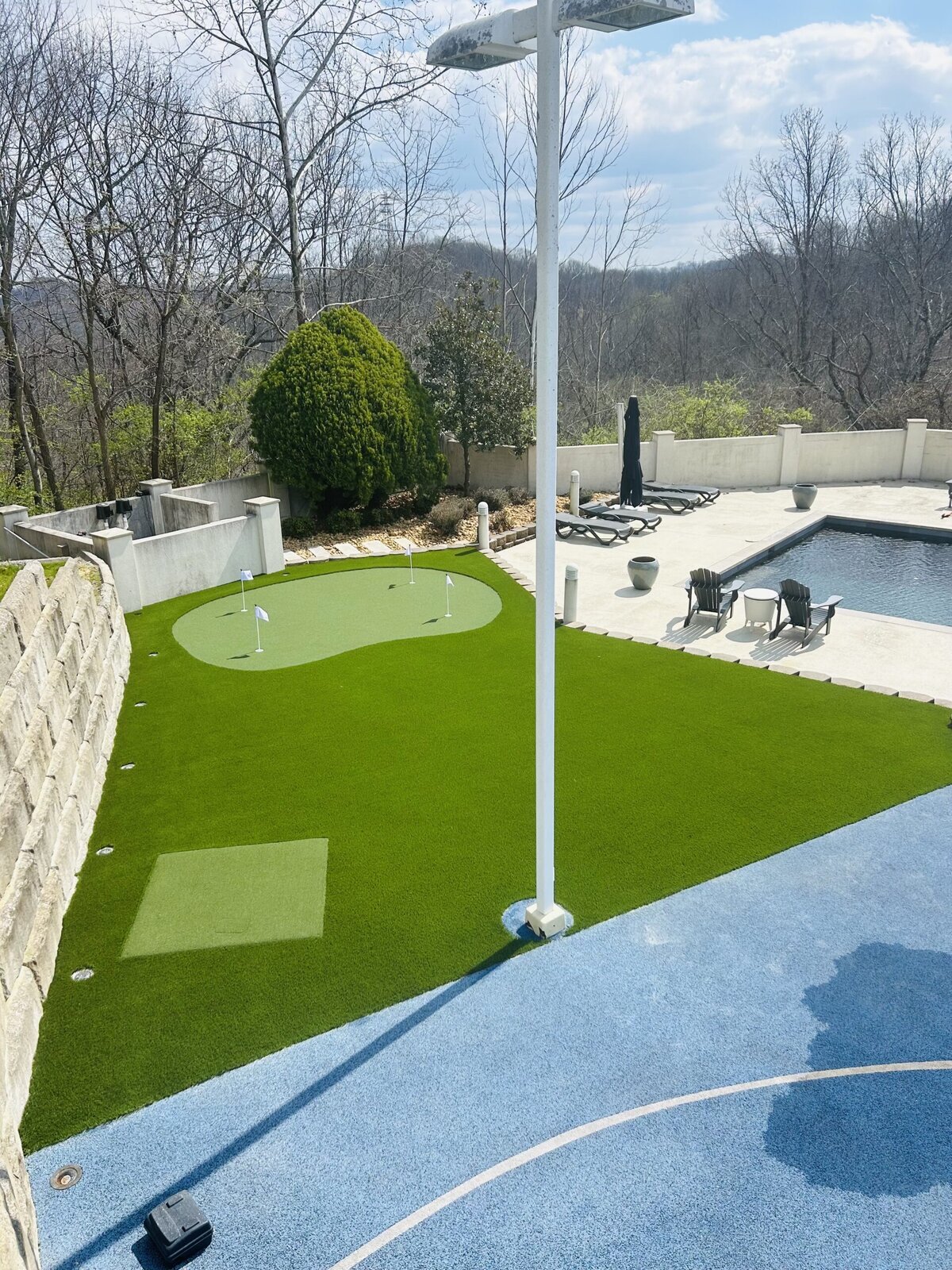 Perfect Putting and Chipping Practice Next to Pool