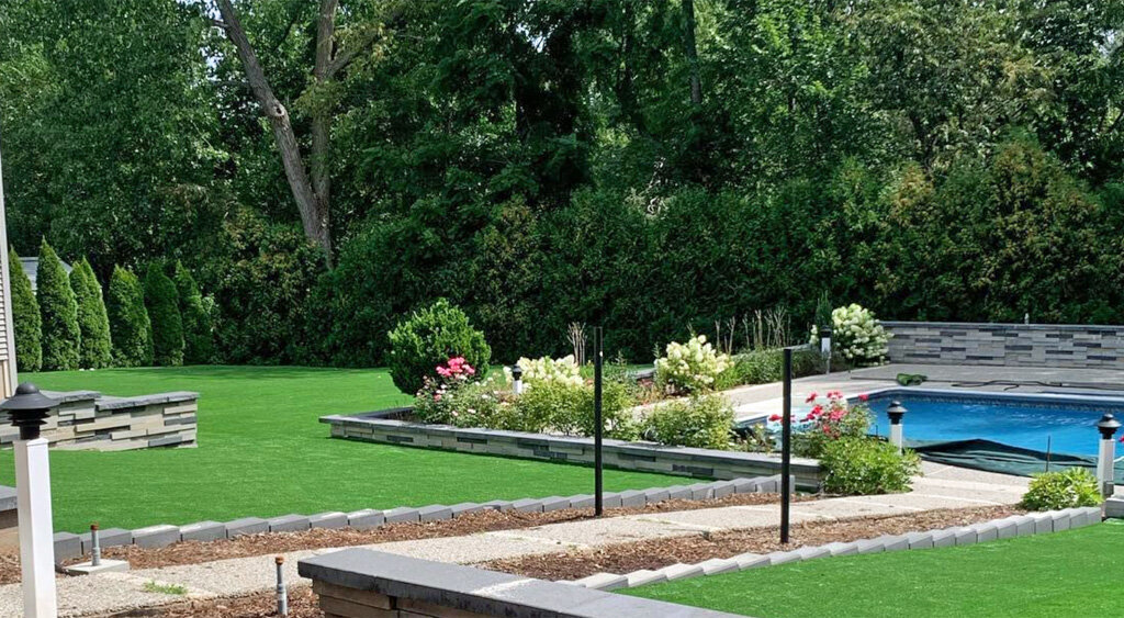 Synthetic Grass Backyard with Pool