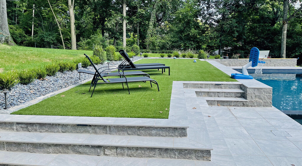 Synthetic Grass Play Area Next To Pool