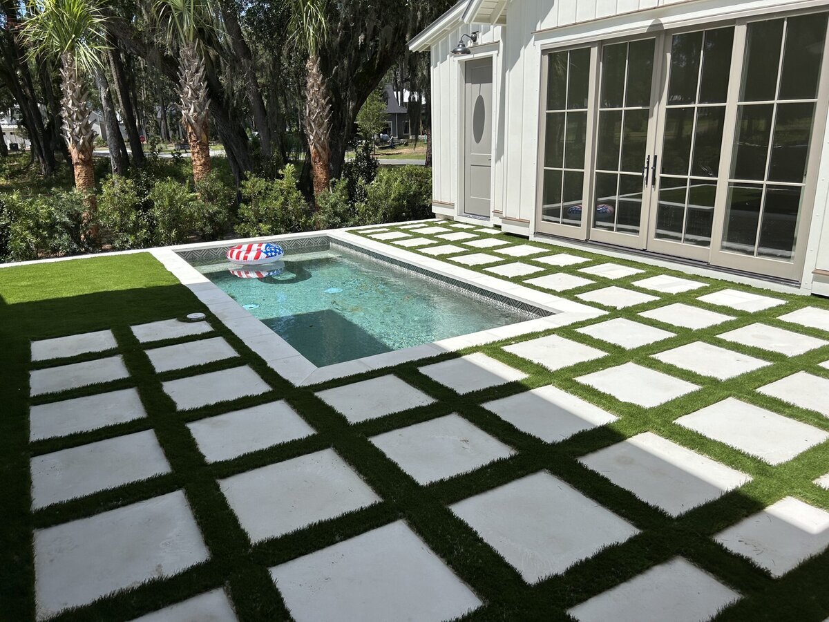 Synthetic Grass Around Pool Bluffton With Tan73