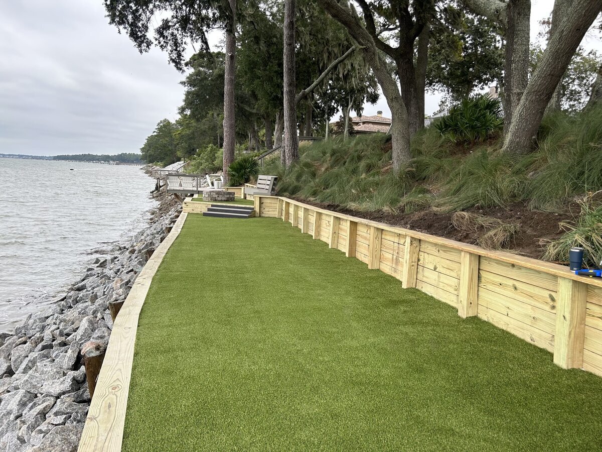 Synthetic Turf Lawn Along Water Hilton Head