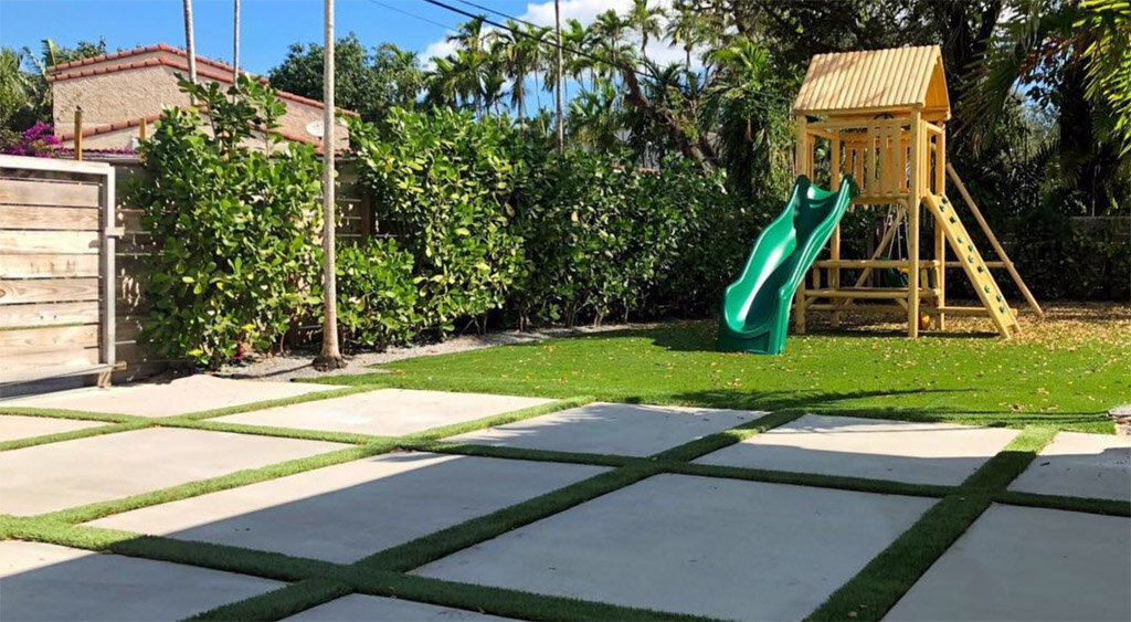 artificial grass backyard playground