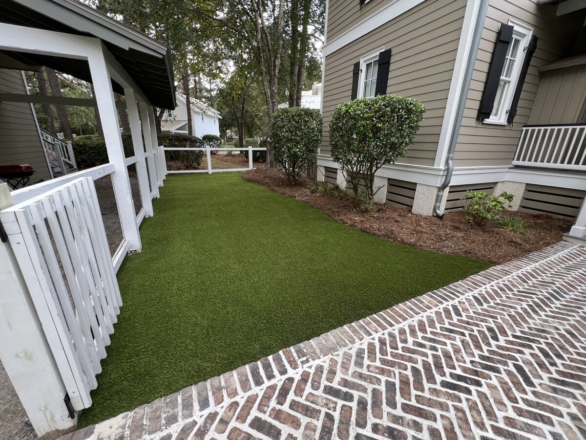 Artificial Grass Between Carport And House Hilton Head