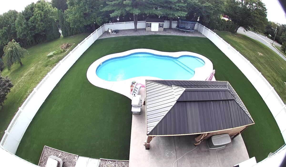 Artificial Grass Lawn Around Pool